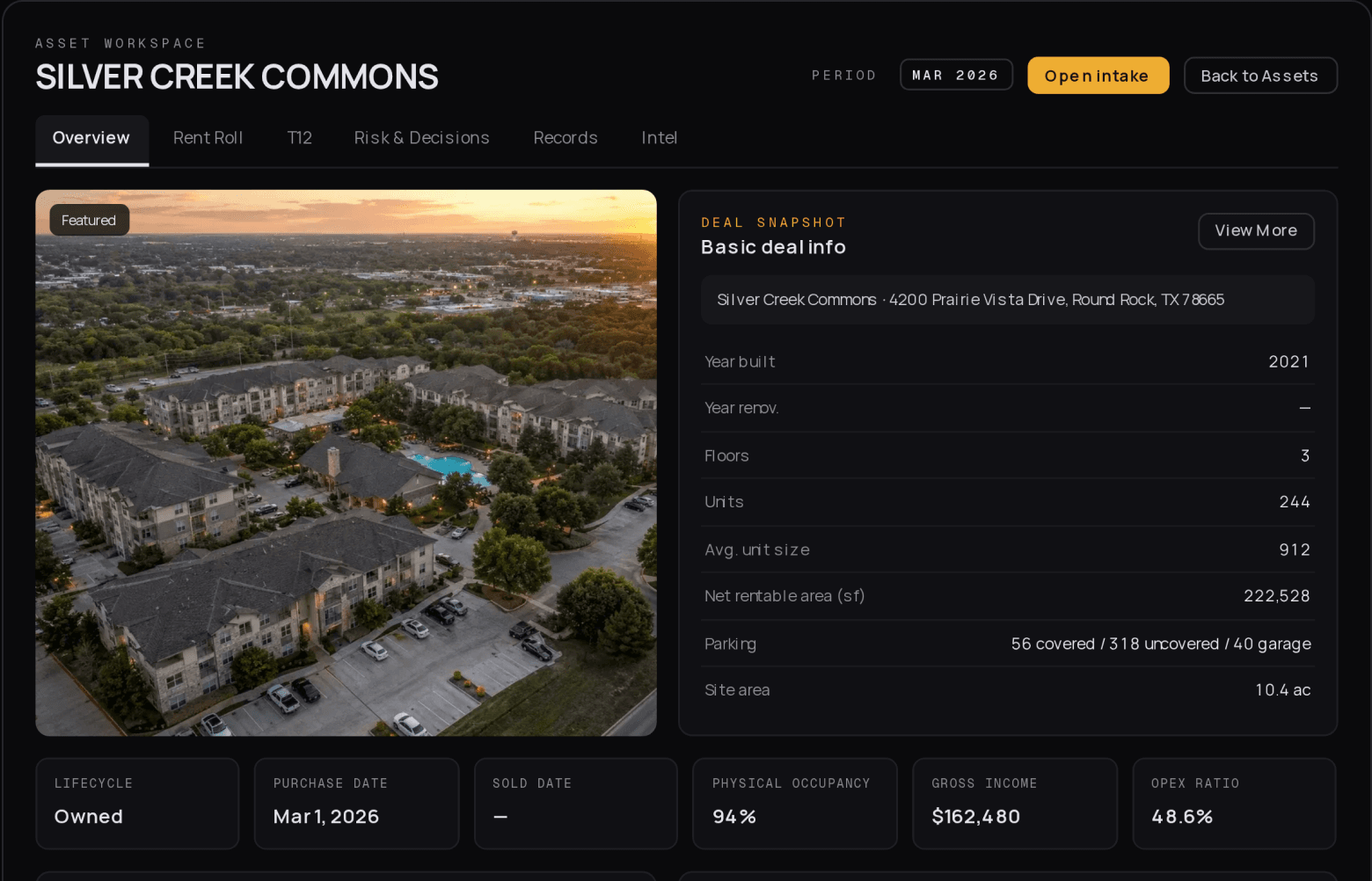 CRE Terminal asset workspace