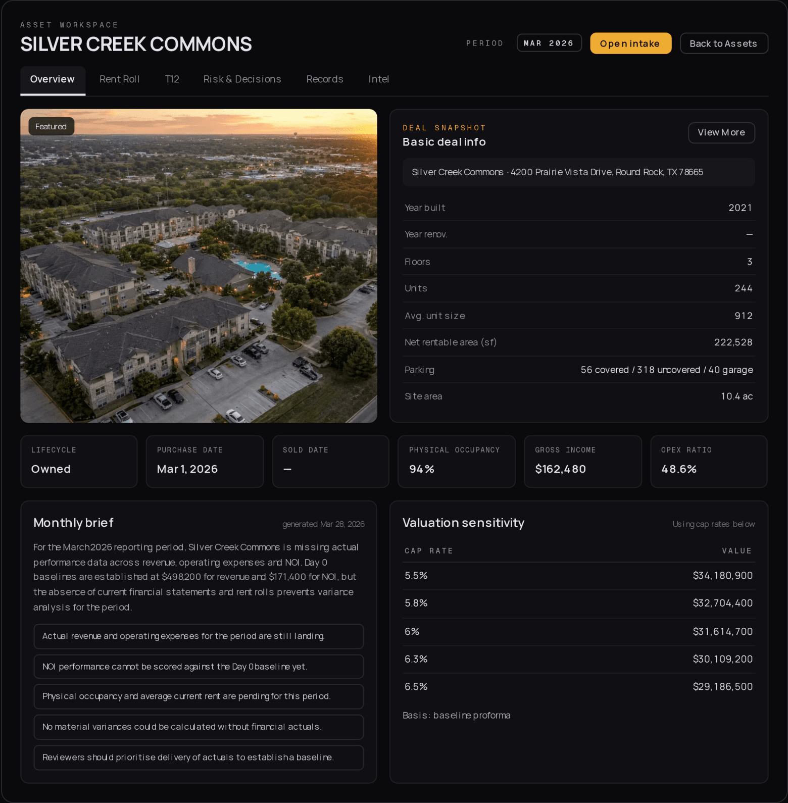 CRE Terminal asset workspace