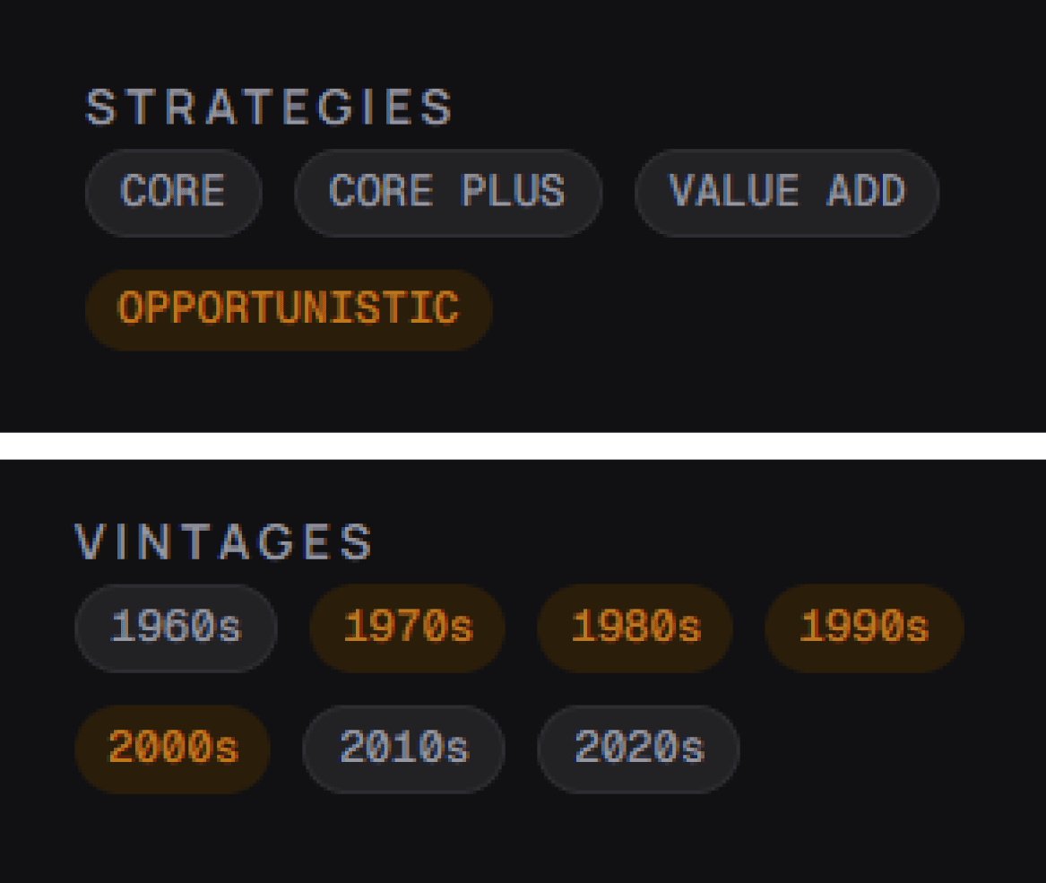 Investment objective profile settings in CRE Terminal