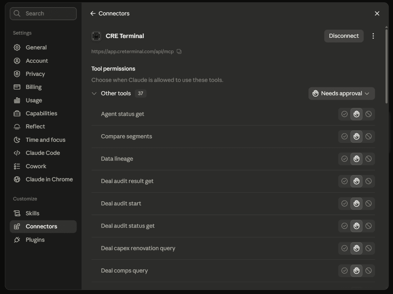 CRE Terminal MCP connection tools